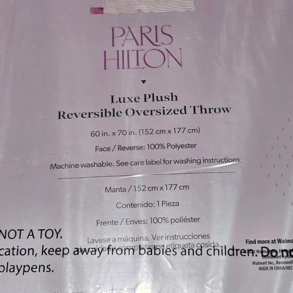 Paris Hilton Luxe Plush Oversized Reversible Butterflies Pink Throw, for Adults - Picture 4 of 4